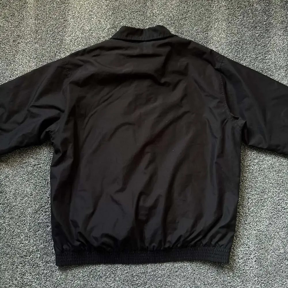 Chaps Harrington Jacket Men’s Medium Black Full Zip Plaid Lined Lightweight Coat